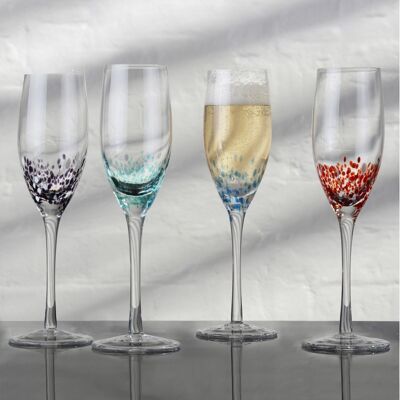 Set of 4 Speckle Champagne Flutes