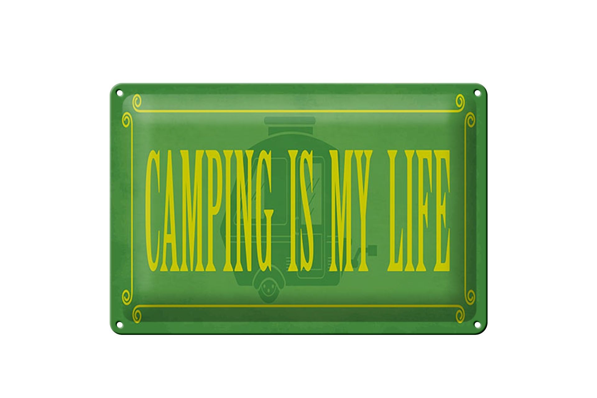 Plaque en tôle disant 30x40 cm Camping my life sign