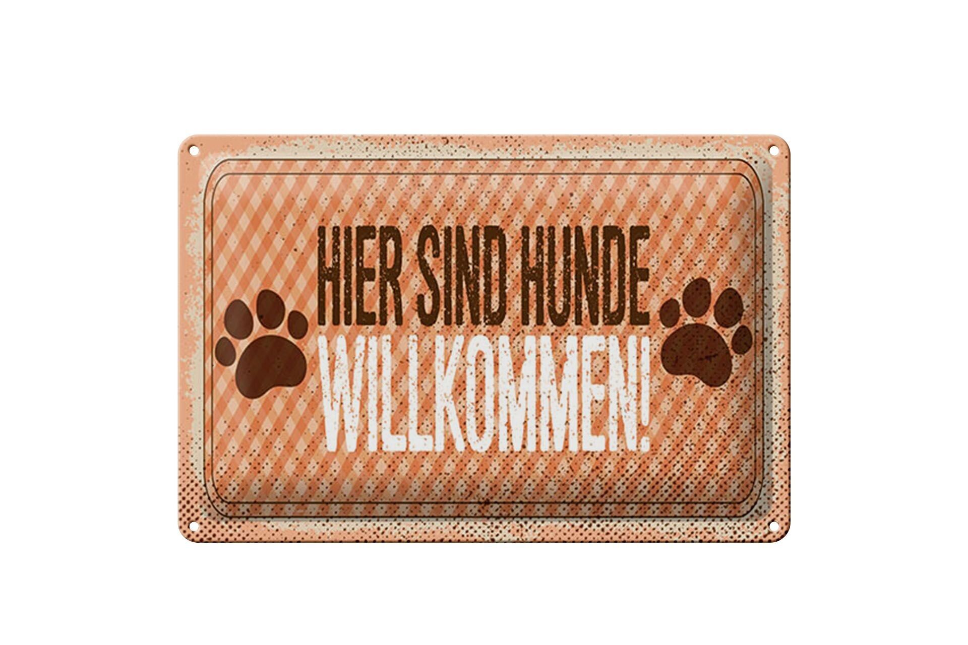 Targa in metallo avviso 30x40 cm cartello benvenuto cani