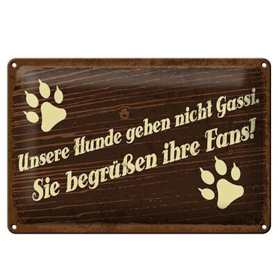 Targa in latta con scritta 30x40 cm I nostri cani Gassi Fans Sign