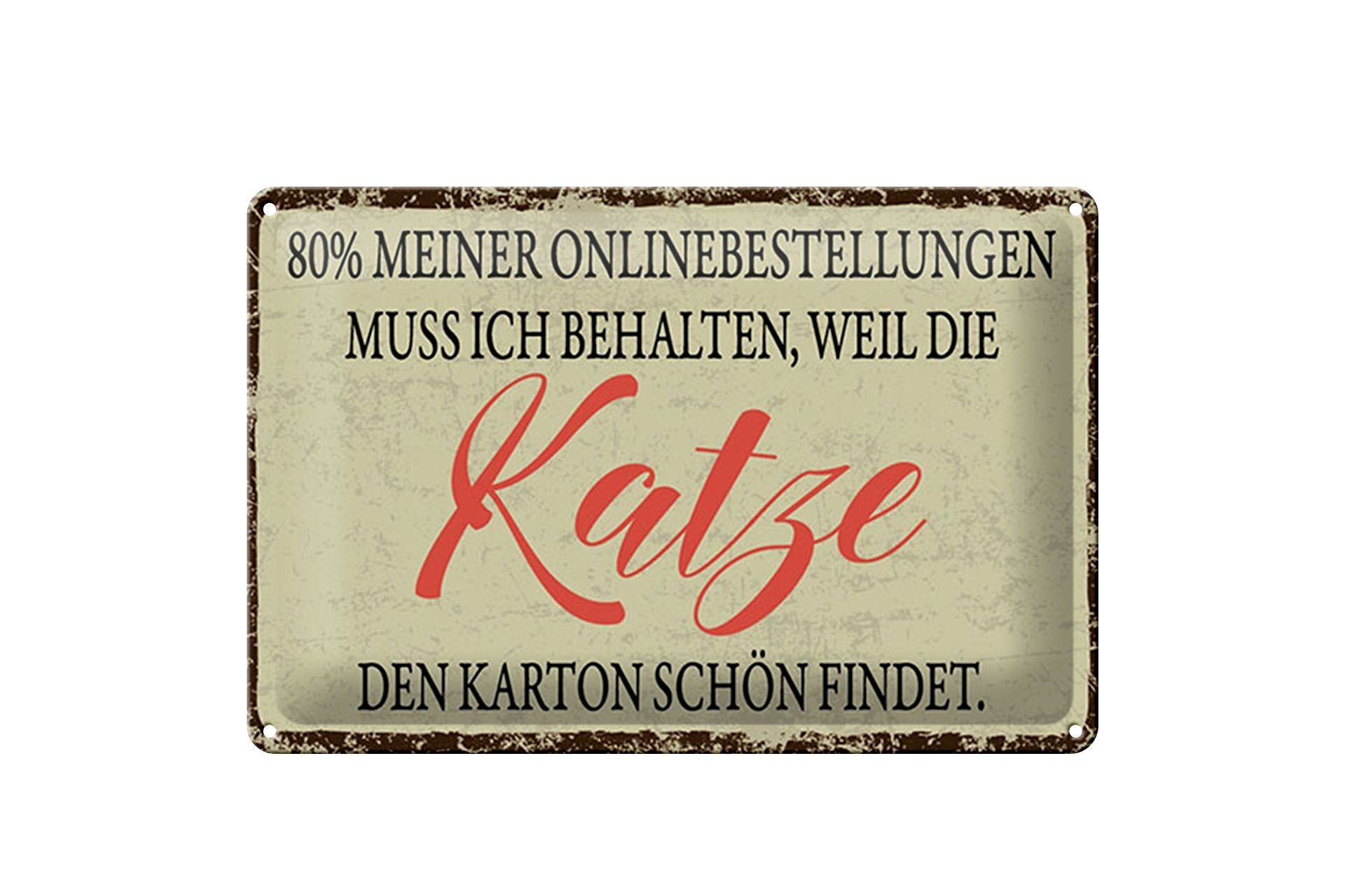 Targa in metallo con scritta in cartone 30x40 cm. Targa con gatto