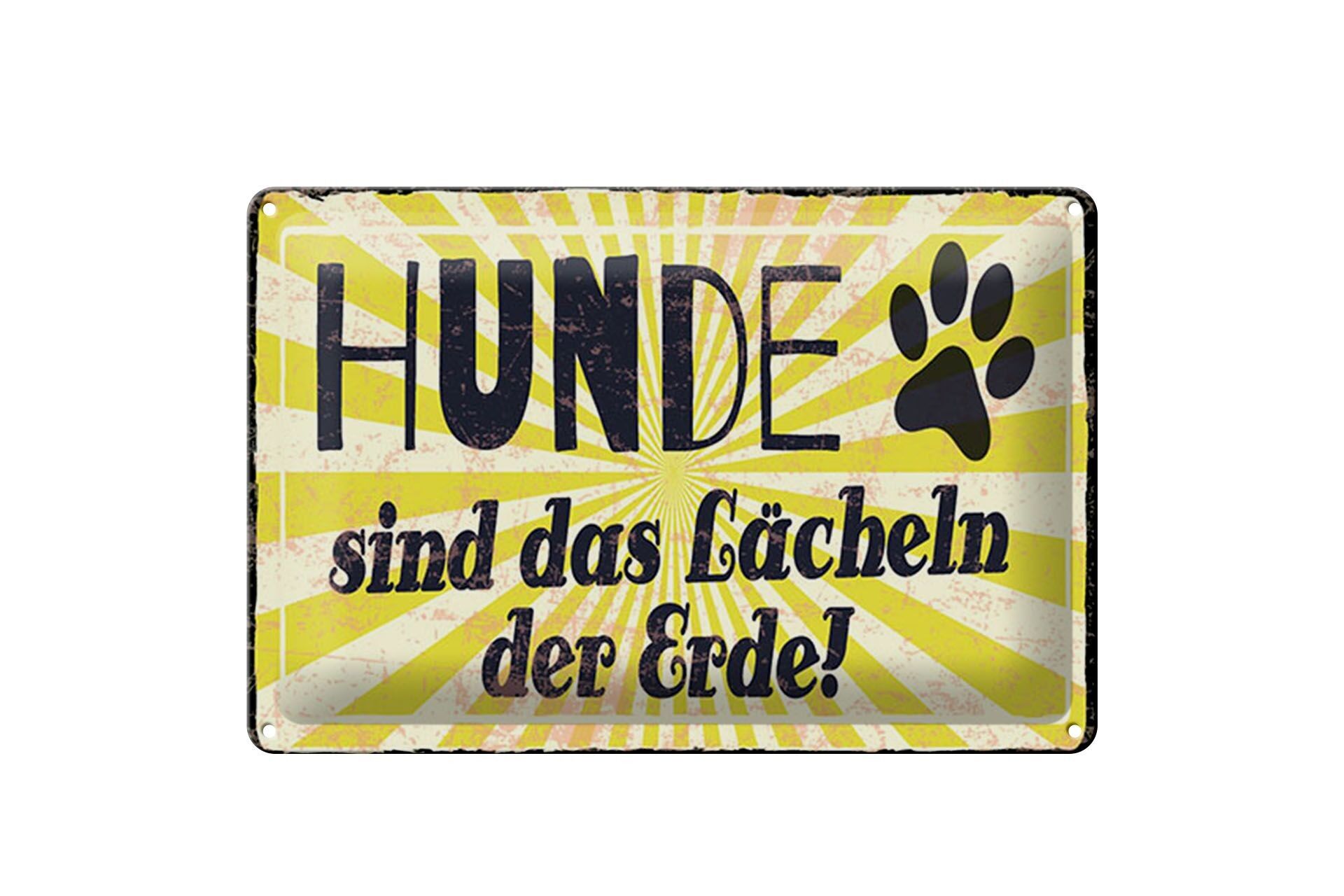 Targa in metallo con scritta "Cani Sorriso della Terra" 30x40 cm