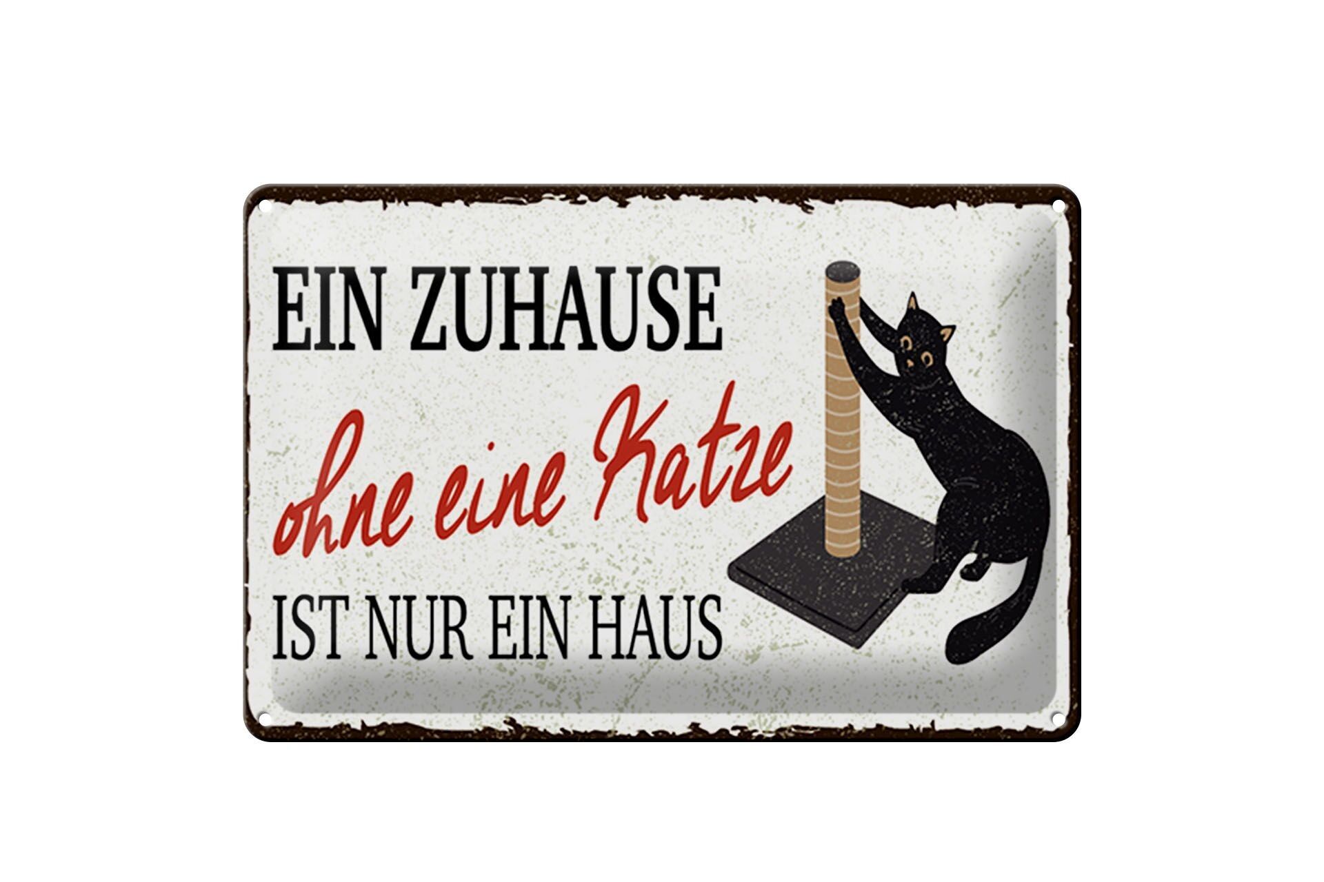 Targa in metallo con scritta "Casa senza gatto" 30x40 cm