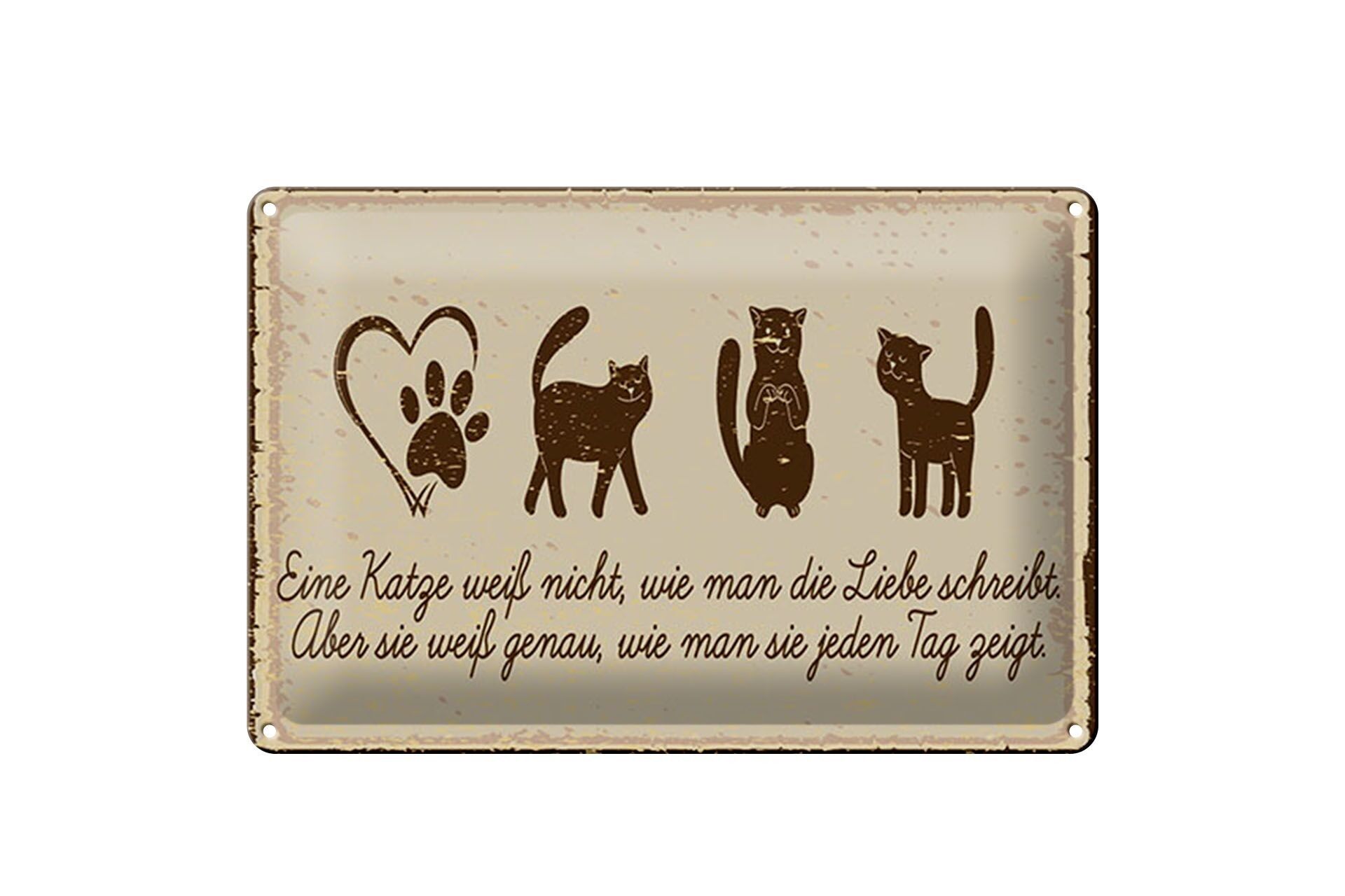 Targa in metallo con scritta "gatto amore scrive" 30x40 cm