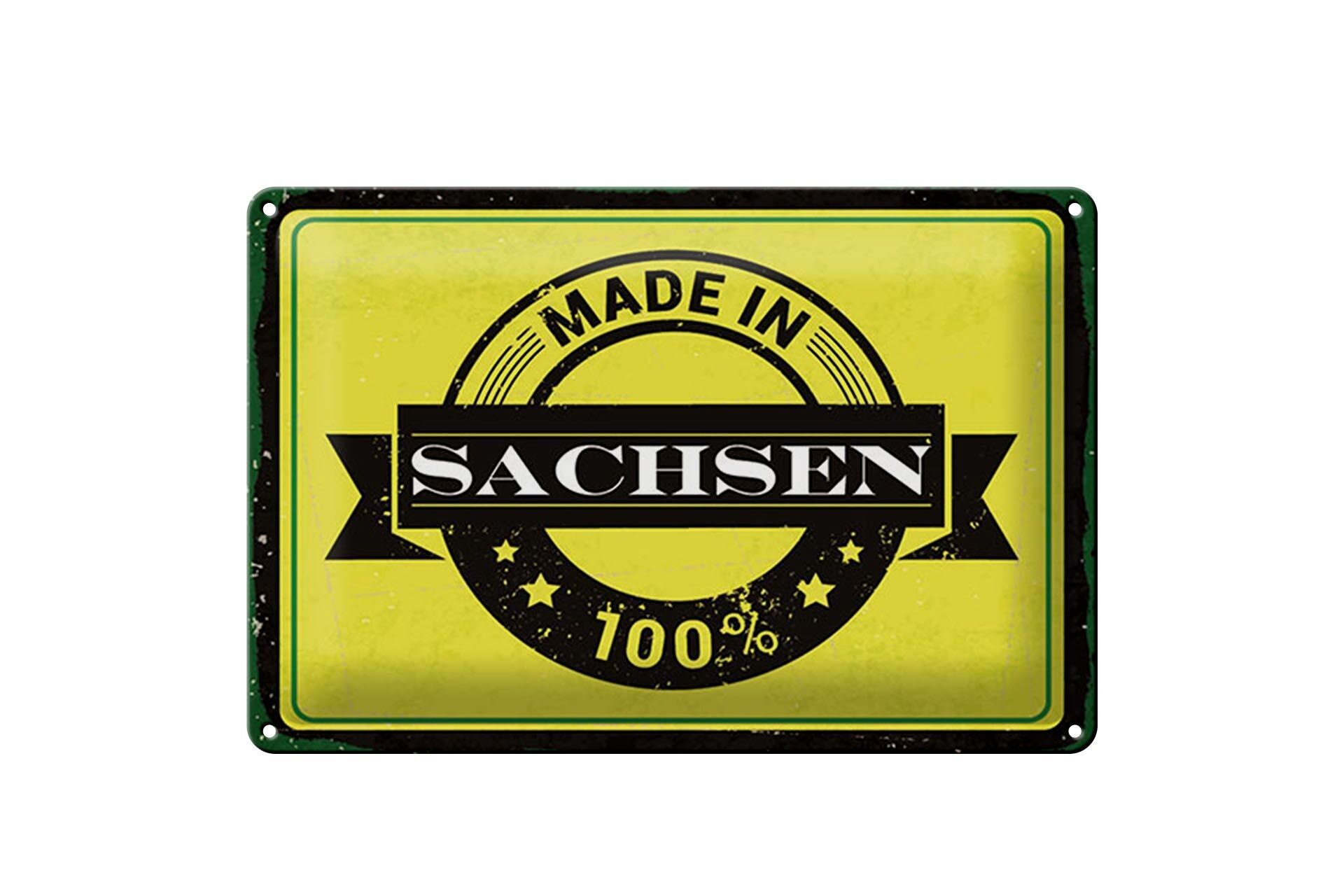 Cartel de chapa con texto "30x40 cm hecho en Sajonia"