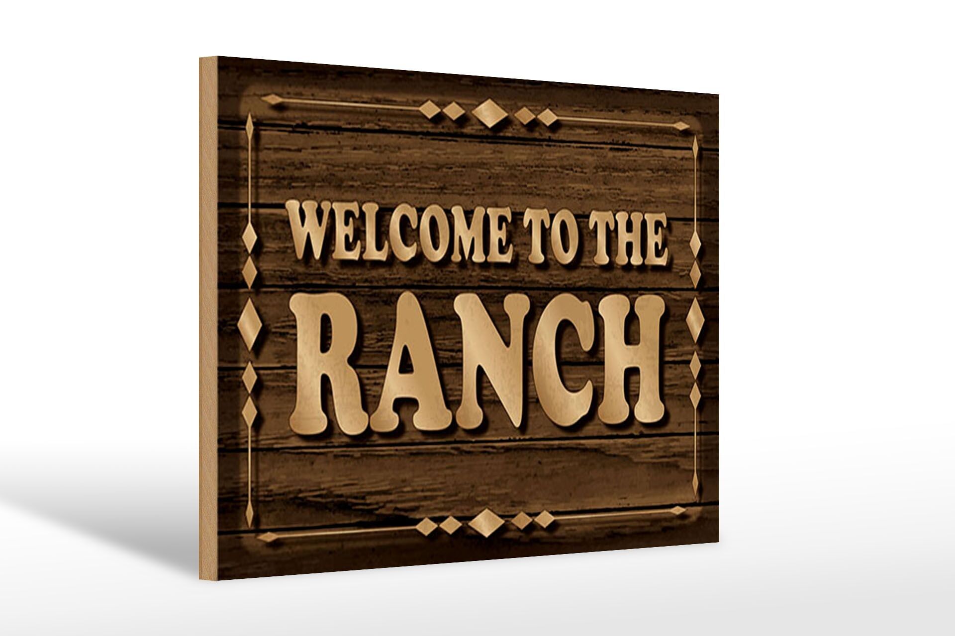 Cartello in legno con scritta "Welcome to Ranch" 12x18 cm