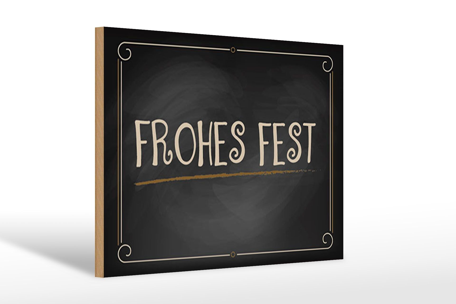 Letrero de madera que dice Felices Fiestas 12x18 cm