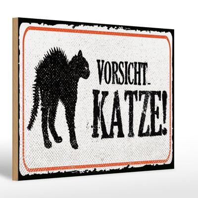 Cartello in legno avvertenza 12x18 cm Attenzione Cartello gatto