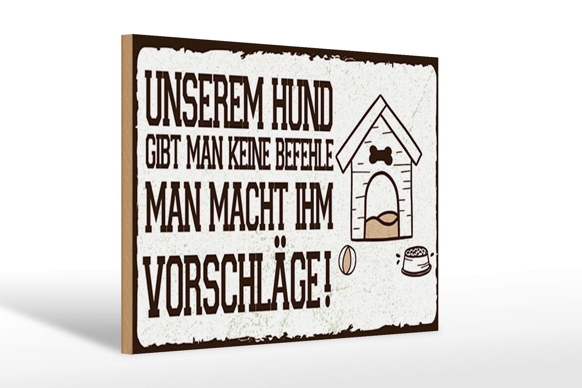 Cartello in legno con scritta 12x18 cm Il nostro cane non ha il cartello degli ordini