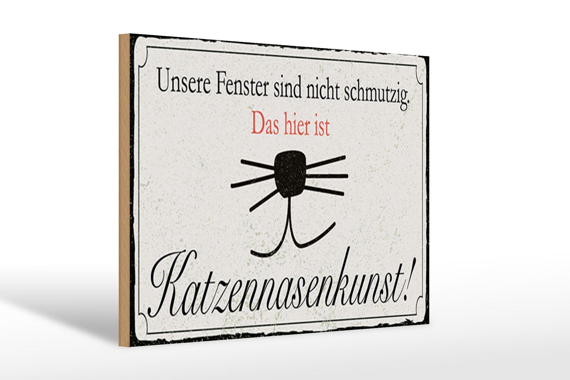 Letrero de madera que dice letrero artístico de nariz de gato de 12x18 cm