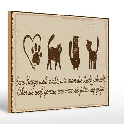 Cartello in legno con scritta 12x18 cm gatto amore scrive cartello