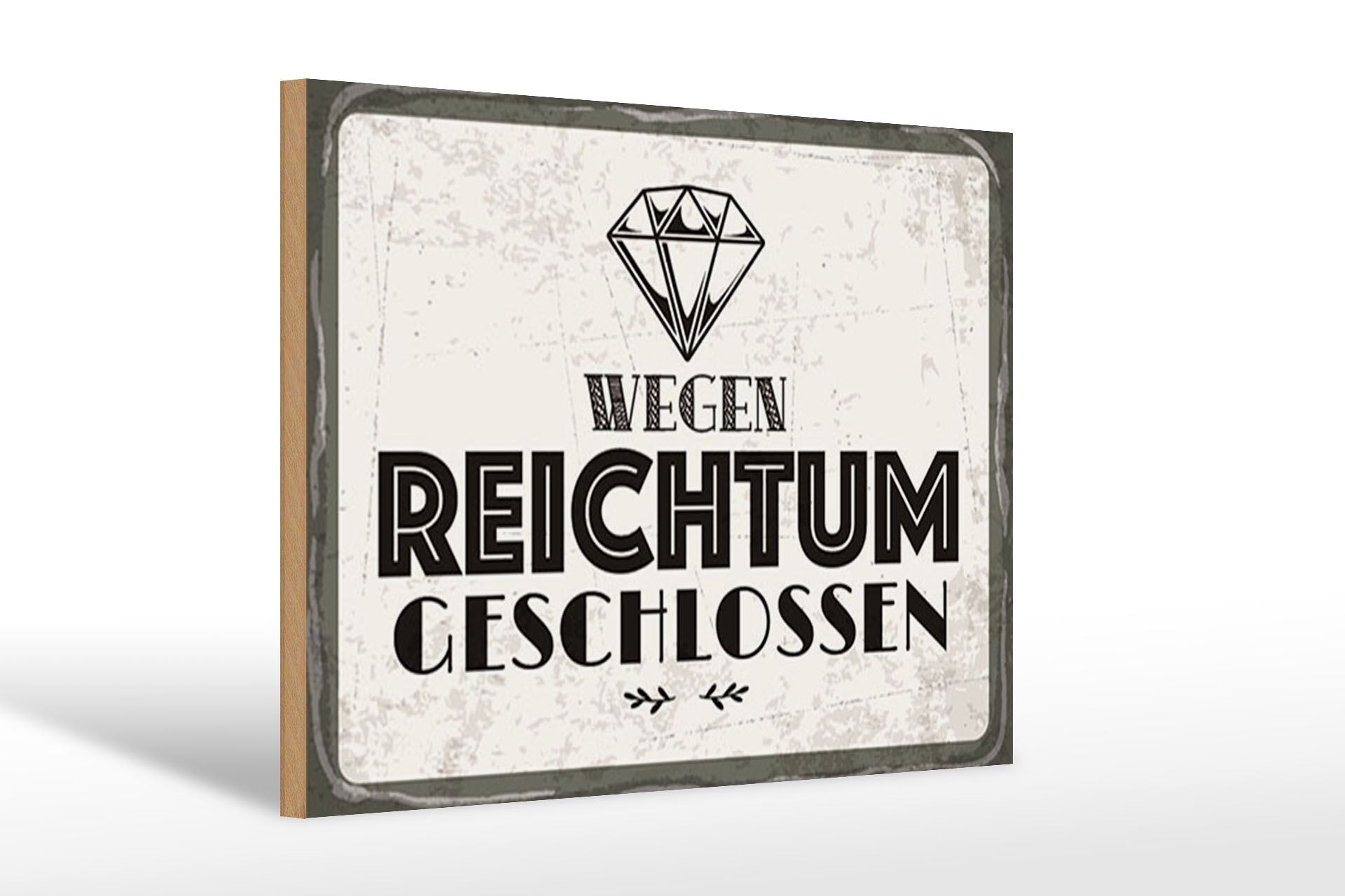 Wooden sign saying 12x18 cm Closed due to wealth sign