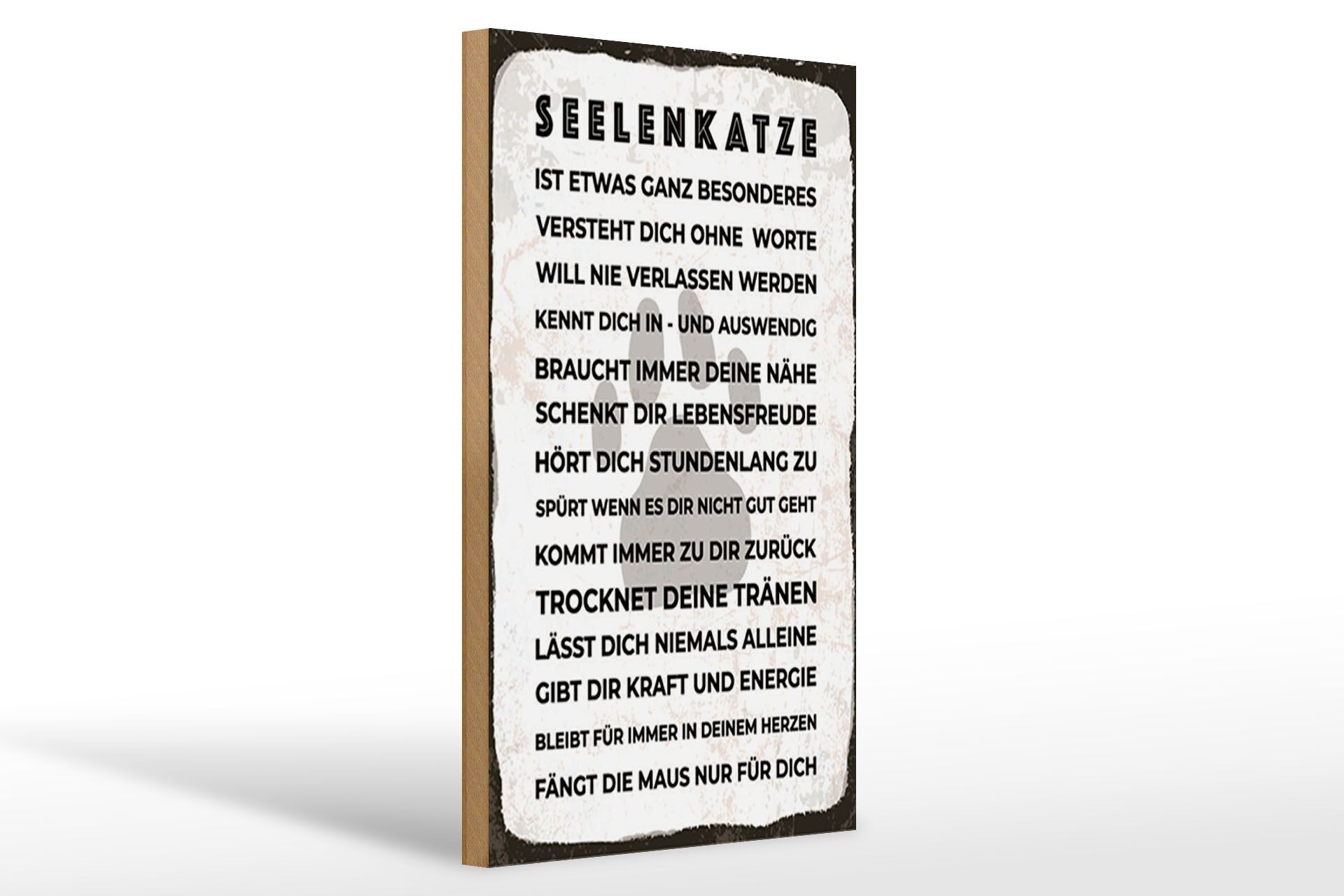 Cartel de madera con texto "Soul Cat" 12x18 cm.