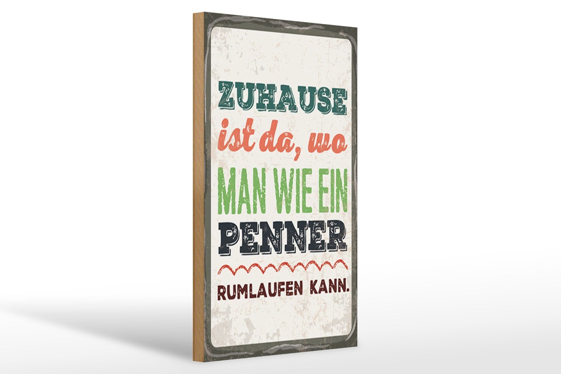 Panneau en bois disant 12x18 cm Home is here, panneau clochard