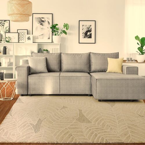 Grey & Ivory 'Webrin' Leaf Design Hand Tufted Wool Rug