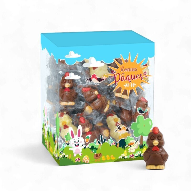 EASTER COCOTTS DECORATED IN CHOCOLATE 10g - Tubo of 42 chickens