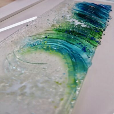Framed Fused Glass Letterbox Rolling Wave Wall Art (UK only)