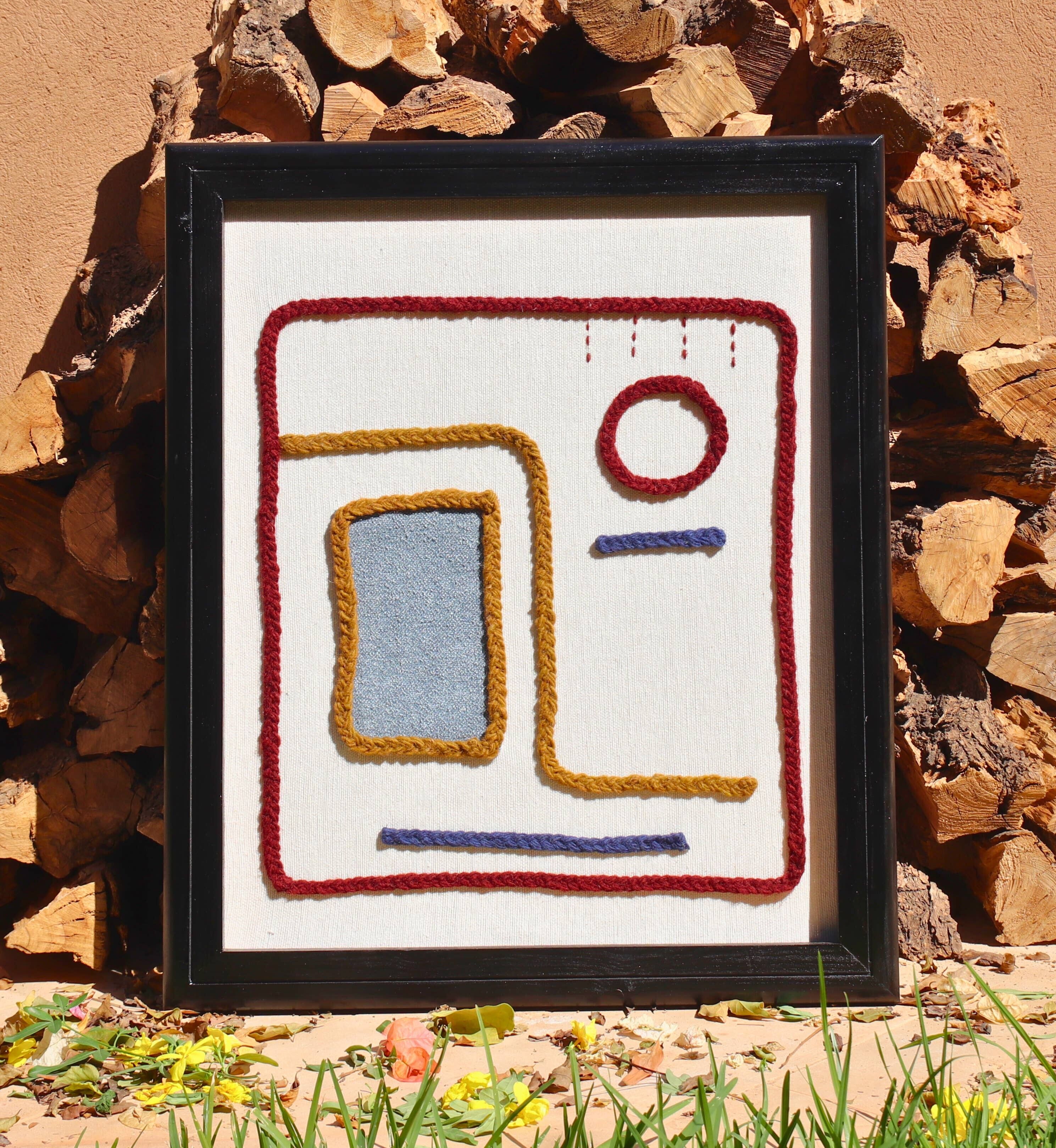 Lavoro incorniciato, arazzo da parete tessuto a mano, arte murale, arazzo