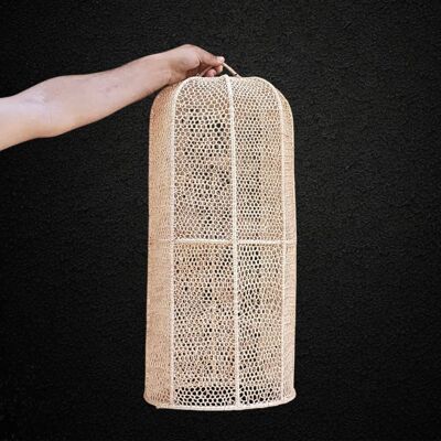 Abat-jour cloche en rotin naturel – Abat-jour suspendu en raphia marocain.