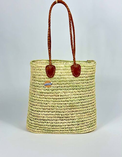 Straw Bag Handmade with leather, French Market Basket