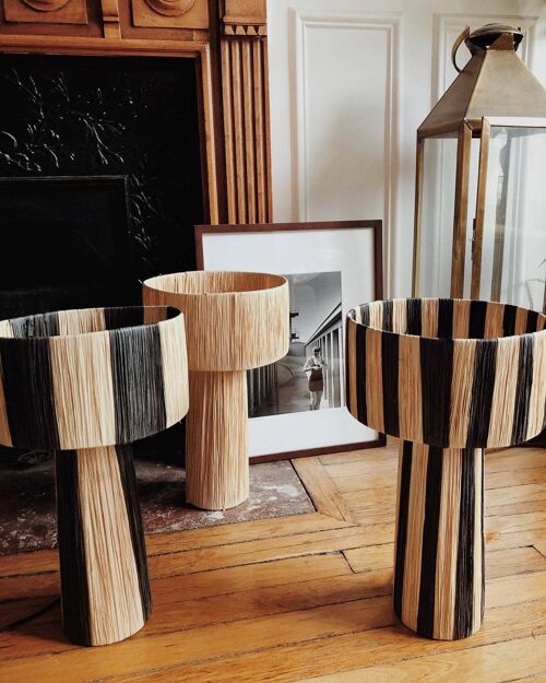 Thin Stripes and Natural Raffia lamp, TABLE Raffia LAMPS