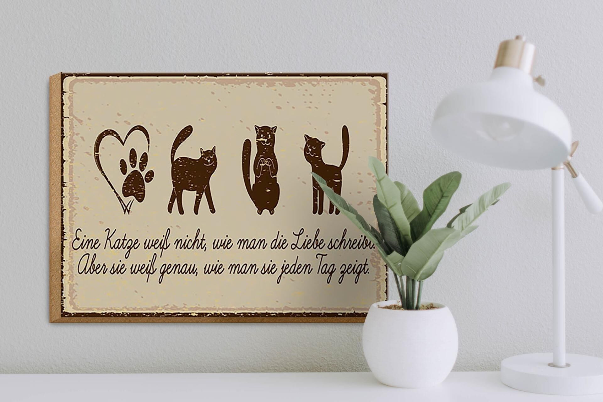Buy wholesale Wooden sign saying 30x40 cm cat love writes sign