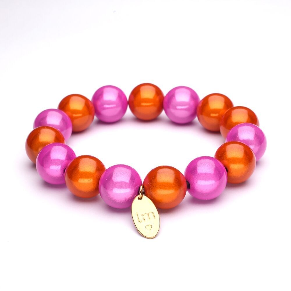 LizzyMae Brazalete Fucsia Naranja 14mm