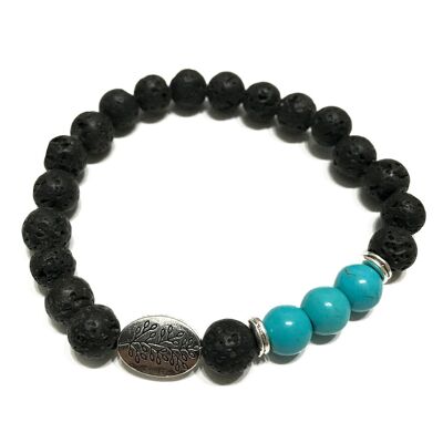 Bracciali in Pietra Lavica - Foglia - Turchese