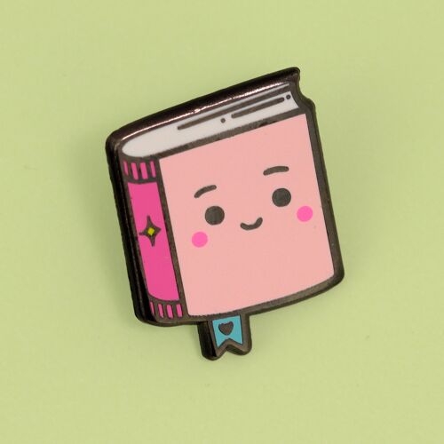 Kawaii book reading enamel pin