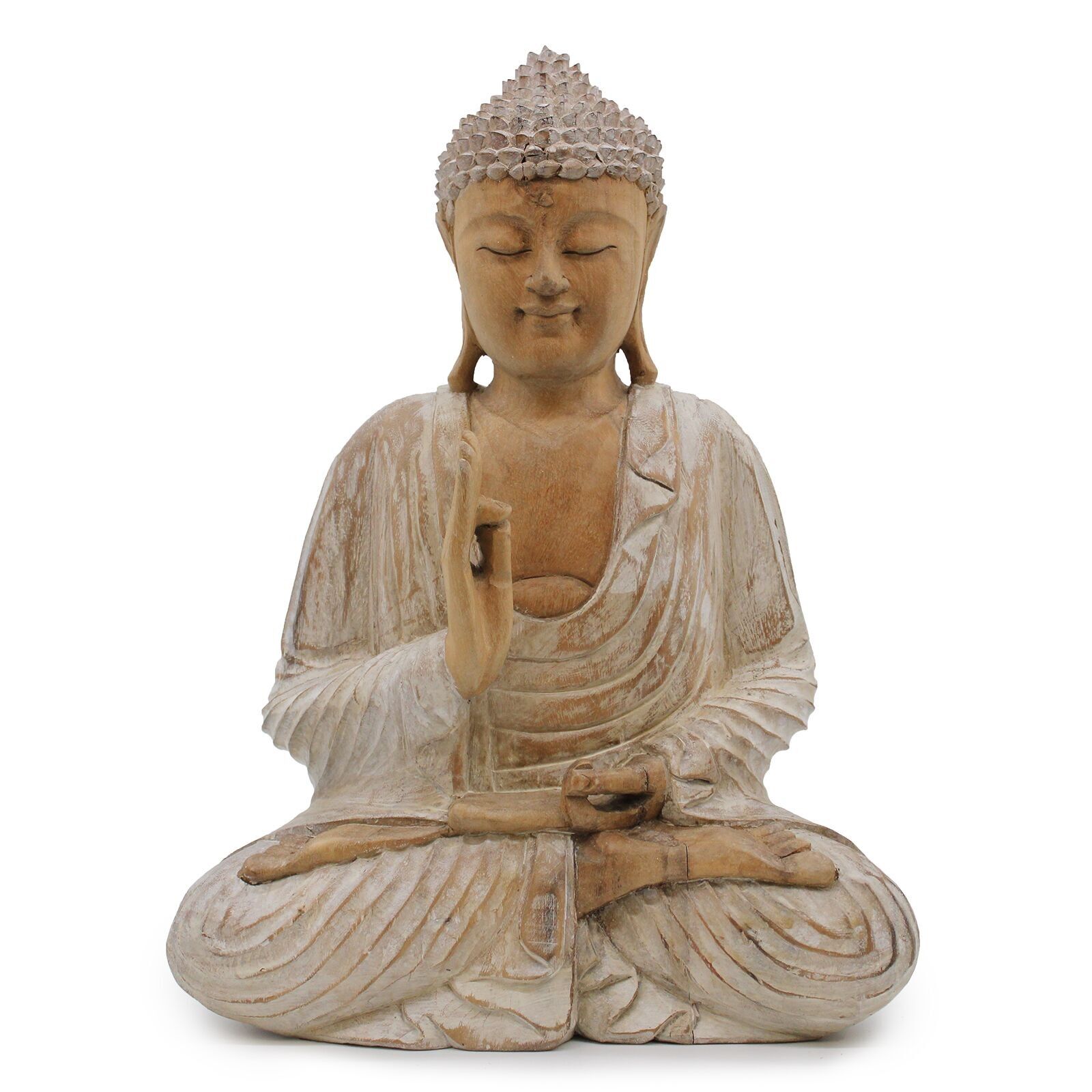Weiß getünchte Buddha-Statue – 40 cm Lehrübertragung