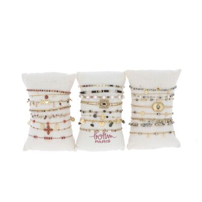 Kit de 3 bobinas de 8 pulseras - oro multi turmalina