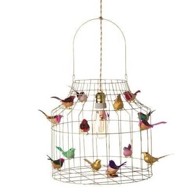 pendant light - lamp - DUTCH DILIGHT - size 36 cm round height 57 cm - hanging lamp - babylamp - kids lamp - lamp gold -lamp with birds -