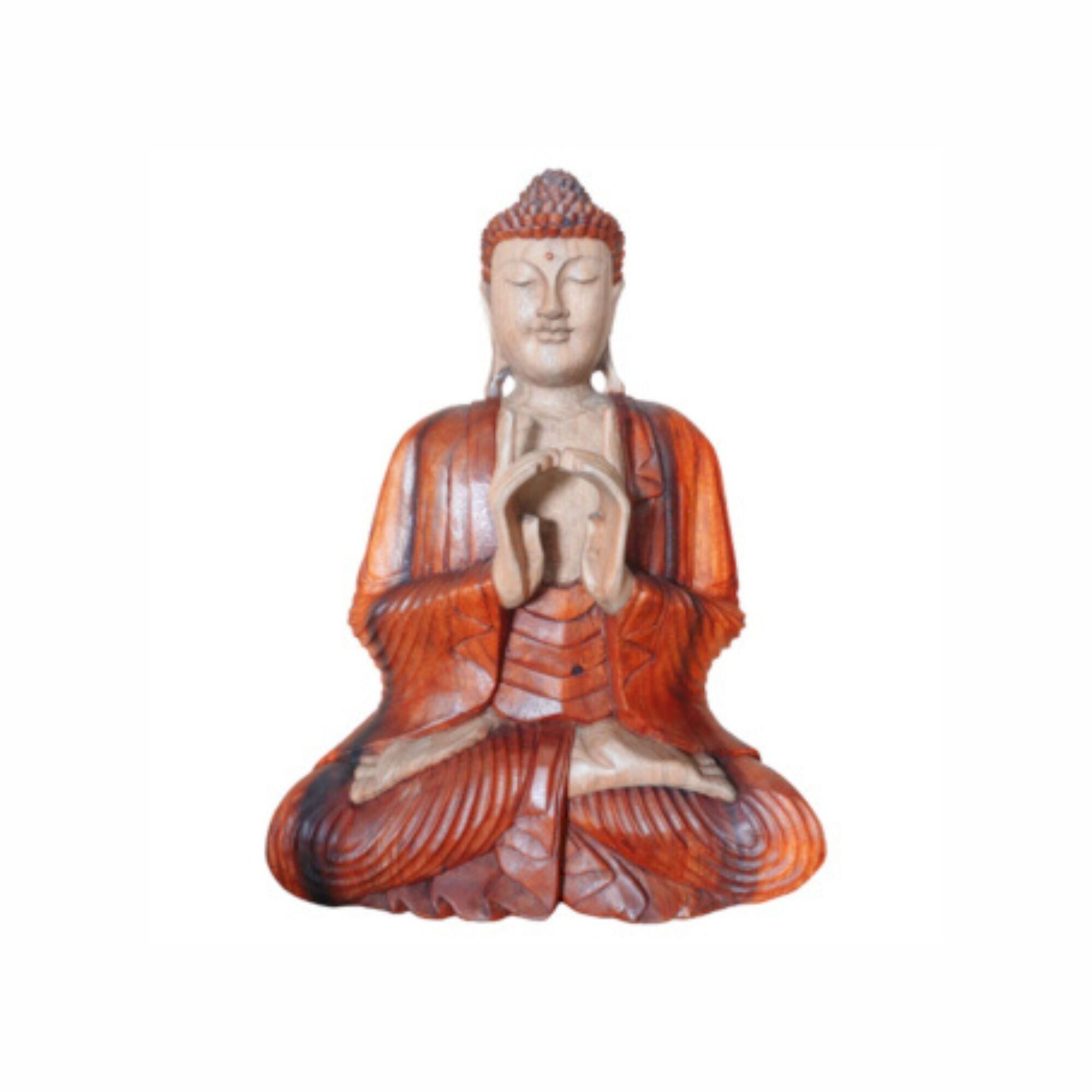 Handgeschnitzte Buddha-Statue – 60 cm, zwei Hände