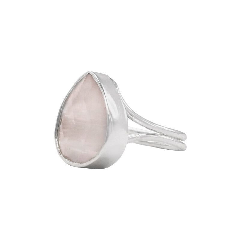 Anello Caveto Argento Quarzo Rosa