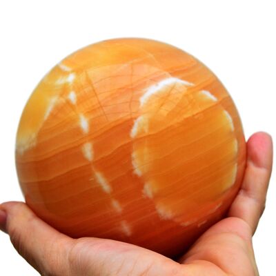 Sfera di cristallo di calcite arancione XL (65 mm - 100 mm)