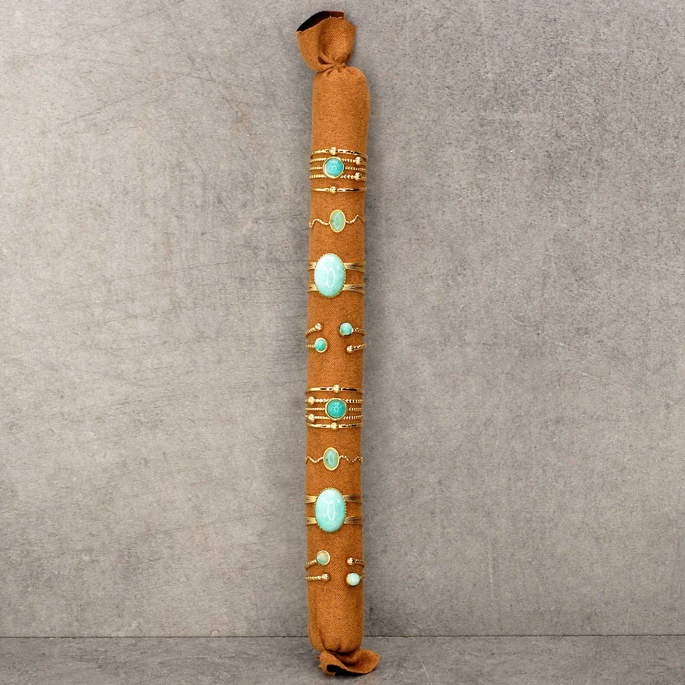 Cuscino di 8 anelli Acciaio inossidabile e pietre naturali