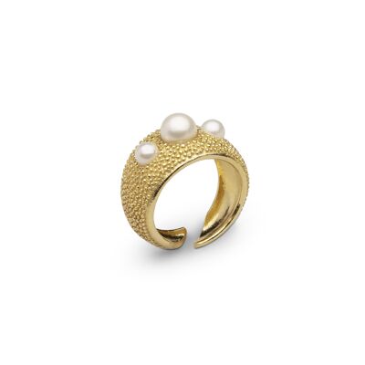 Pearl bubble ring gold size 17.5