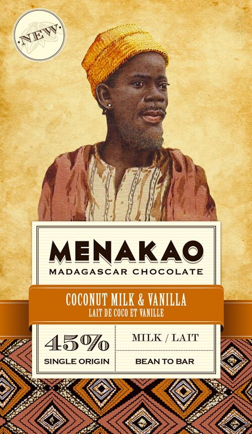 Chocolat Menakao 45% Lait de Coco et Vanille