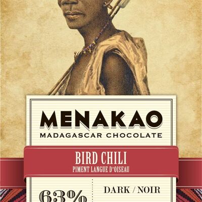 Menakao 63% Dark Chocolate Bird's Tongue Pepper