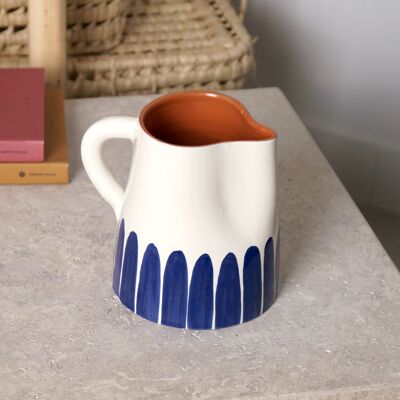 Handmade ceramic carafe - Half blue stripes