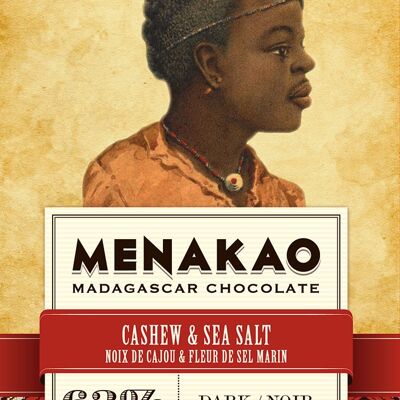 Menakao 63% dunkle Schokolade Cashewnuss & Fleur de Sel