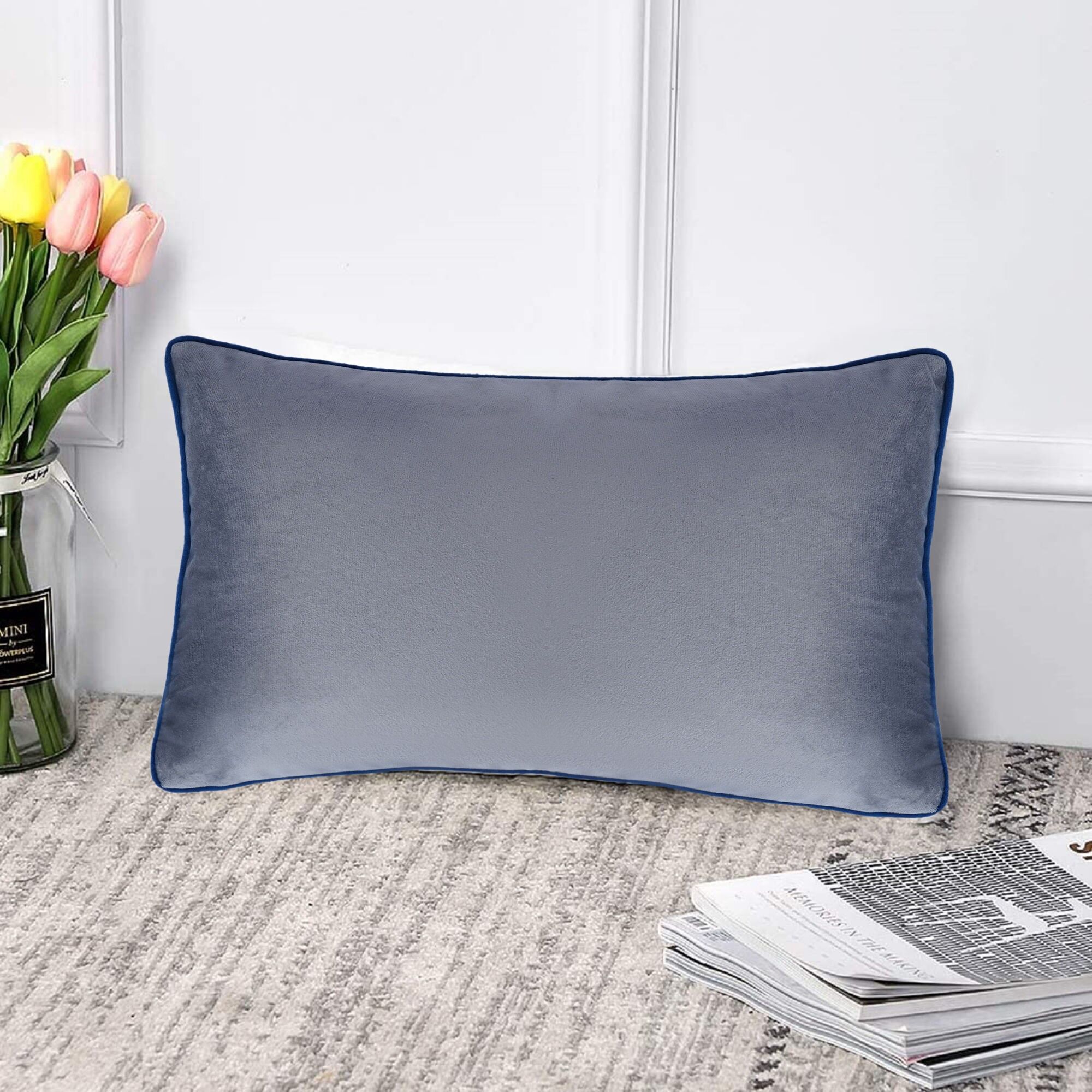 Funda de cojín de terciopelo de 12 x 20 - Base gris