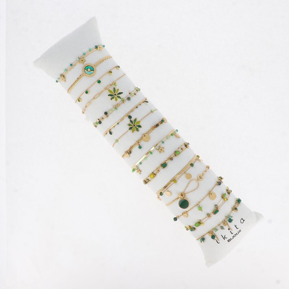 KIT mit 15 Armbändern – Gold, Grün, Türkis