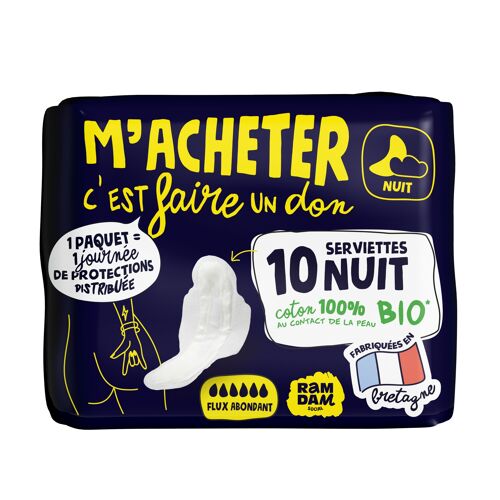 Serviette Nuit x10 Coton 100% Bio