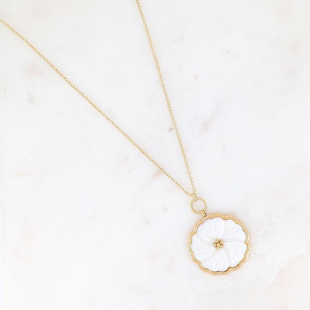 Collar Eulalie - pieza grande de flor de nácar