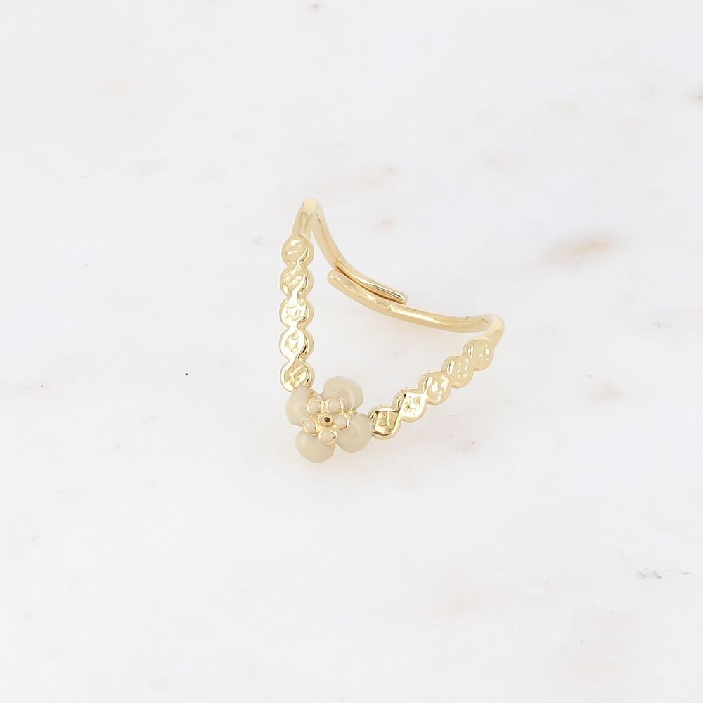 Anello V - fiore smaltato
