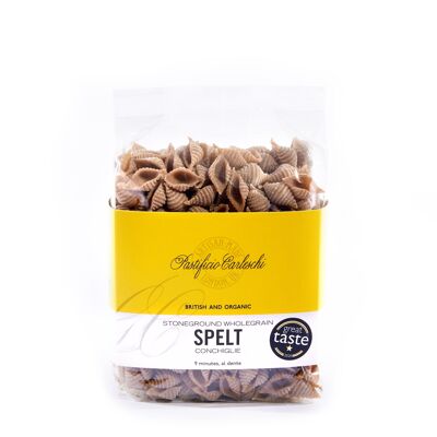 UK Agriculture - Organic Spelt Conchiglie, 400g compostable bags, Box of 10.