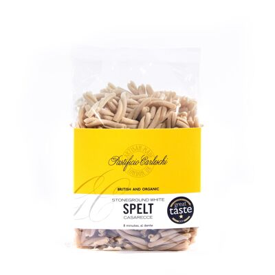 Organic White Spelt Casarecce, 400g Natureflex compoistable bags, Box of 10.