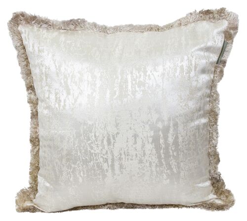 Pillowcase silver/pattern with fringe - reflection