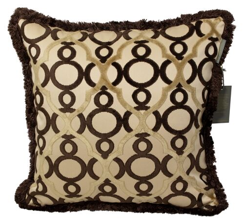 Pillowcase brown/beige with fringe - milano